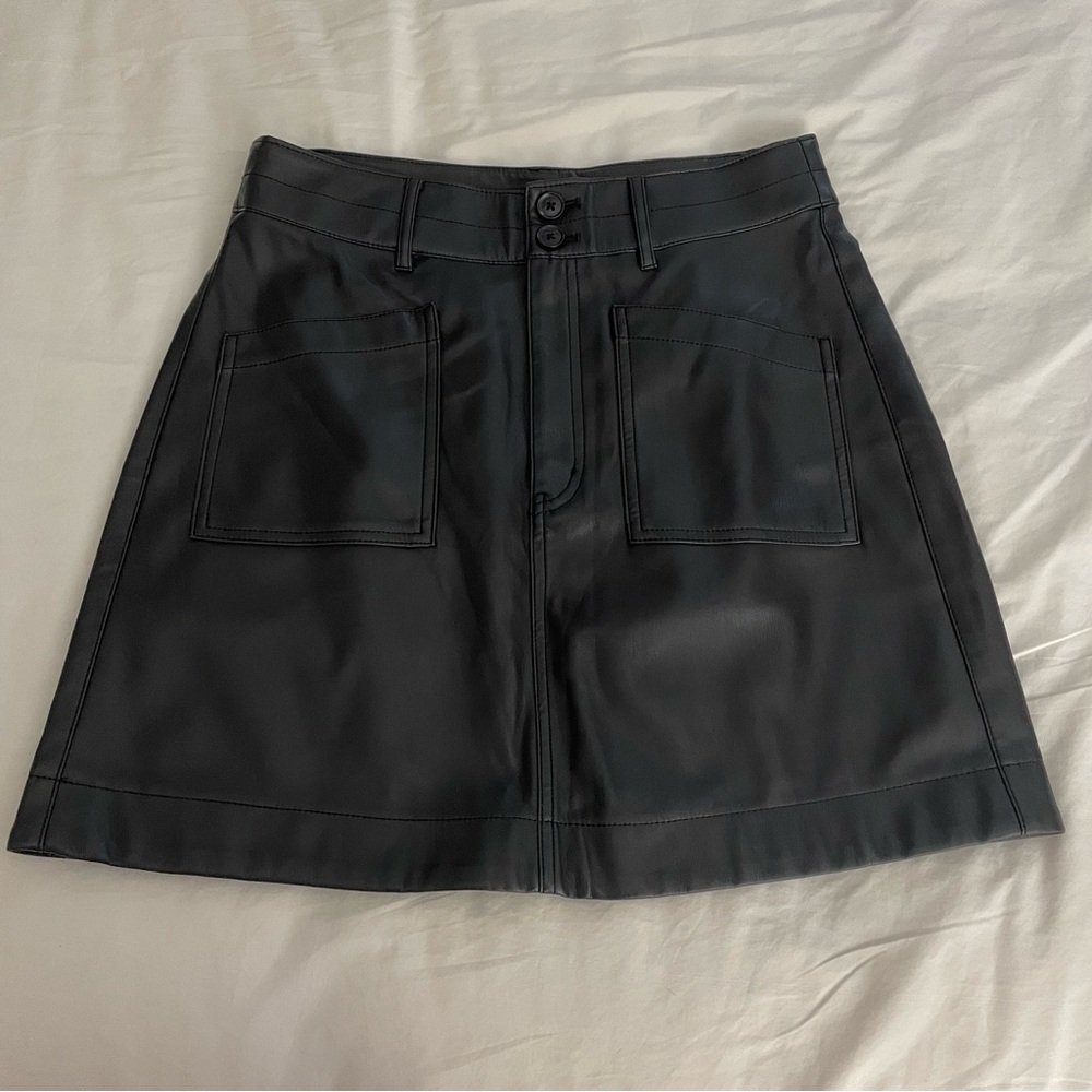 Madewell Vegan Leather A-Line Mini Skirt NWT - Picture 3 of 6
